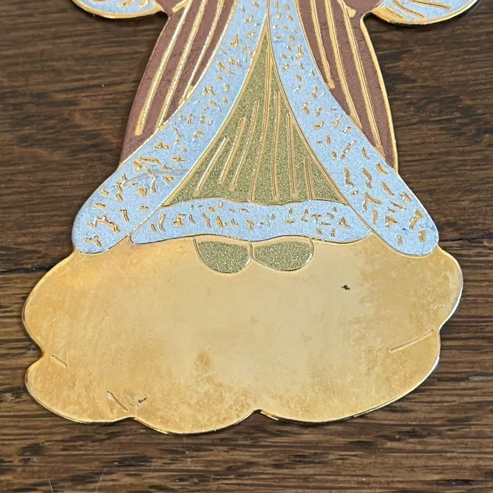 Vtg 1991 Gloria Duchin gold brass praying angel Christmas tree ornament‎